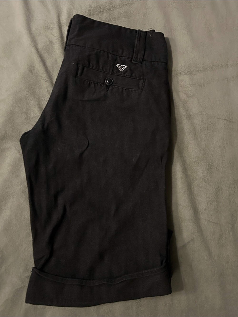 Roxy Black Folded Hem Shorts with Heart Emblem